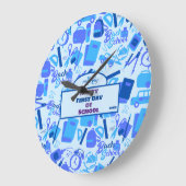 trendy blauw  Terug naar School Pattern Grote Klok (Hoek)