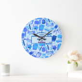 trendy blauw  Terug naar School Pattern Grote Klok (Huis)