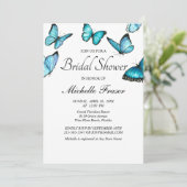 Trendy blauw waterverf vlinders vrijgezellenfeest kaart (Staand voorkant)