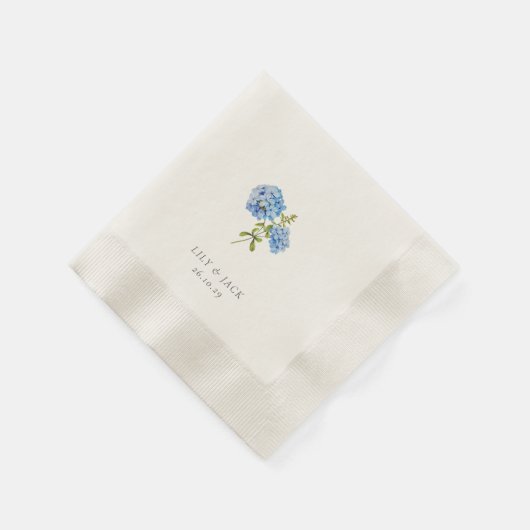 Trendy Blauw Wit Bloemen Hydrangea Evenement Bruil Servet (Hoek)