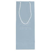 Trendy Blauw & Wit Lint Boog Huwelijk Dank u Wijn Cadeautas (Achterkant)