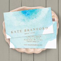 Trendy Blauwe Abstracte Waterverf