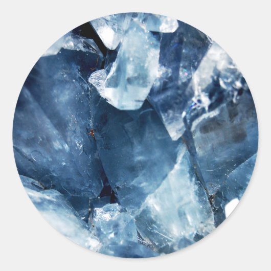 Trendy Blauwe Agaat Geode Ronde Sticker (Voorkant)