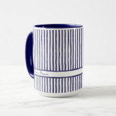Trendy Blauwe Aquarel Mini Strepen Aangepaste Naam Mok (Voorkant links)