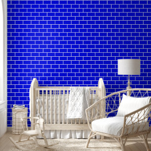 Trendy blauwe bakstenen textuur behang