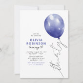 Trendy Blauwe Ballon 30e Verjaardag Kaart (Voorkant)