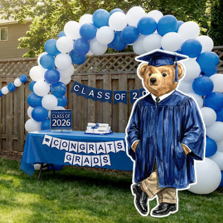 Trendy Blauwe Beer Printbare Diploma Party Decorat Poster