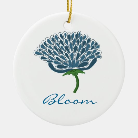 Trendy Blauwe Bloem Keramisch Ornament (Voorkant)