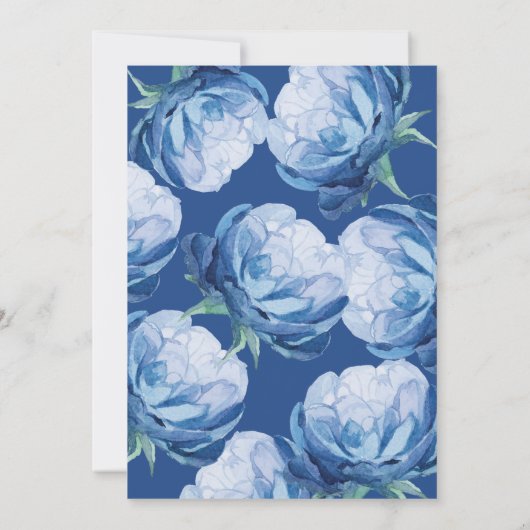 Trendy  Blauwe Bloemen Wedding Save the Date (Achterkant)