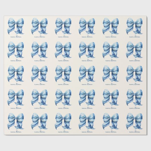 Trendy blauwe boog gepersonaliseerd met naam monog cadeaupapier (Vlak)