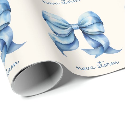 Trendy blauwe boog gepersonaliseerd met naam monog cadeaupapier (Rol Hoek)