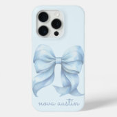 Trendy blauwe boog gepersonaliseerd met naam monog Case-Mate iPhone case (Achterkant)