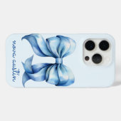 Trendy blauwe boog gepersonaliseerd met naam monog Case-Mate iPhone case (Achterkant (horizontaal))