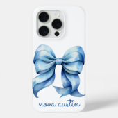 Trendy blauwe boog gepersonaliseerd met naam monog Case-Mate iPhone case (Achterkant)