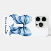 Trendy blauwe boog gepersonaliseerd met naam monog Case-Mate iPhone case (Achterkant (horizontaal))