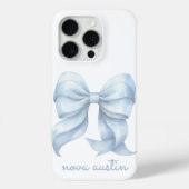 Trendy blauwe boog gepersonaliseerd met naam monog Case-Mate iPhone case (Achterkant)