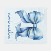 Trendy blauwe boog gepersonaliseerd met naam monog fleece deken (Voorkant (Horizontaal))