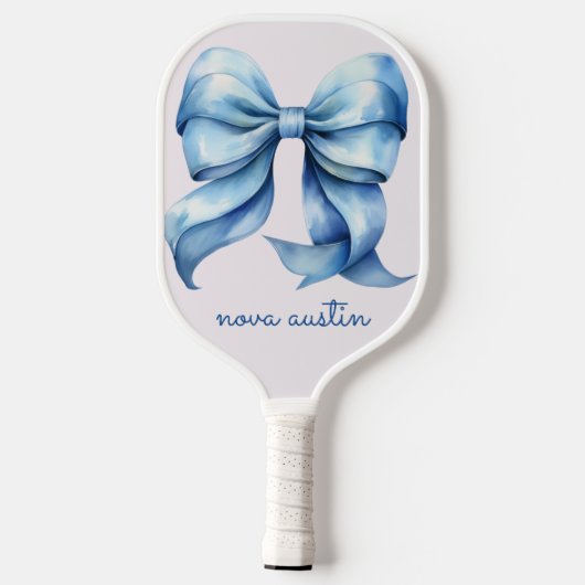 Trendy blauwe boog gepersonaliseerd met naam monog pickleball paddle (Achterkant)