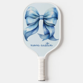 Trendy blauwe boog gepersonaliseerd met naam monog pickleball paddle