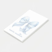 Trendy blauwe boog gepersonaliseerd met naam monog post-it® notes (Schuin)