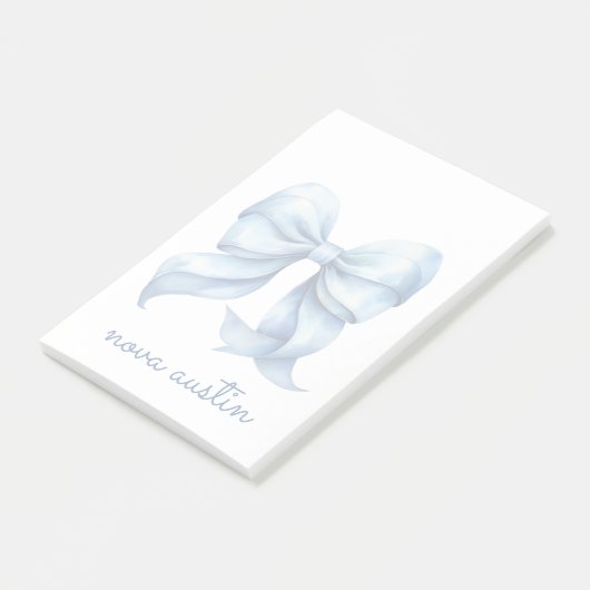 Trendy blauwe boog gepersonaliseerd met naam monog post-it® notes (Schuin)