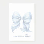 Trendy blauwe boog gepersonaliseerd met naam monog post-it® notes (Voorkant)