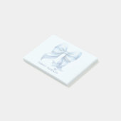 Trendy blauwe boog gepersonaliseerd met naam monog post-it® notes (Schuin)