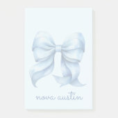 Trendy blauwe boog gepersonaliseerd met naam monog post-it® notes (Voorkant)