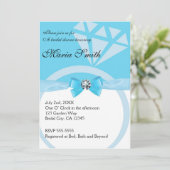 Trendy blauwe bruidsmeisjes bruiloft kaart (Staand voorkant)