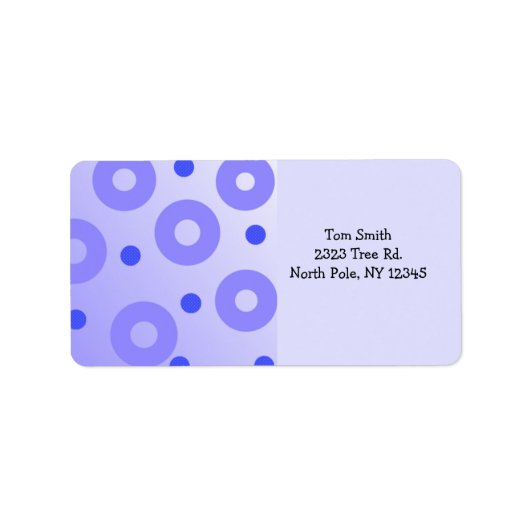 Trendy blauwe cirkels en stippen etiket (Voorkant)