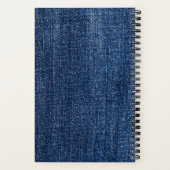 Trendy Blauwe Denim Modern Logo met Slijtage Notitieboek (Achterkant)