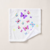 trendy blauwe en kleurrijke Butterflies Bad Handdoek (Wasdoekje)