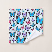 trendy blauwe en kleurrijke Butterflies Bad Handdoek (Wasdoekje)