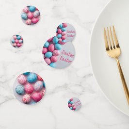 Trendy blauwe en roze paaseieren patroon papier confetti