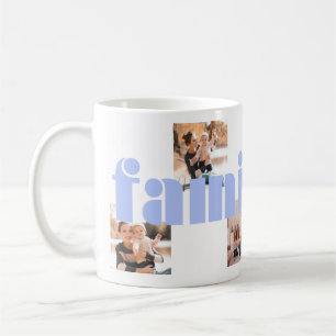Trendy Blauwe Familie Type Vier Foto met Monogram Koffiemok