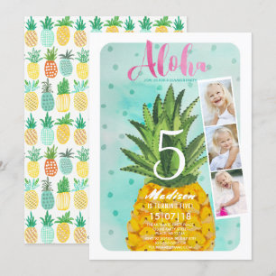 Trendy blauwe & gele Tropische Ananas Fruit Kaart