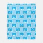 Trendy blauwe gepersonaliseerde initiaal fleece deken (Voorkant)
