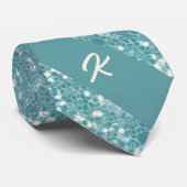 Trendy blauwe glitters monogram stijlvol chic stropdas (Opgerold)