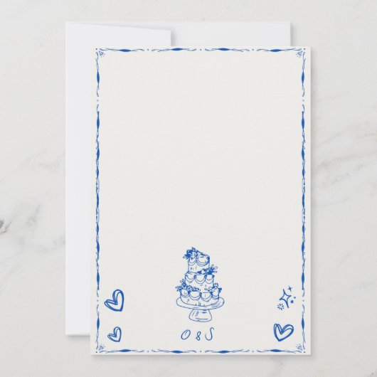 Trendy blauwe hand getekend eigenzinnige krabbel b kaart (Achterkant)