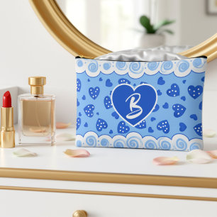 Trendy blauwe harten met stippen en kronkels etui