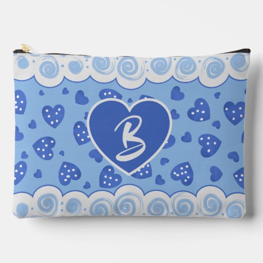 Trendy blauwe harten met Stippen en wervelingen Etui (Voorkant)