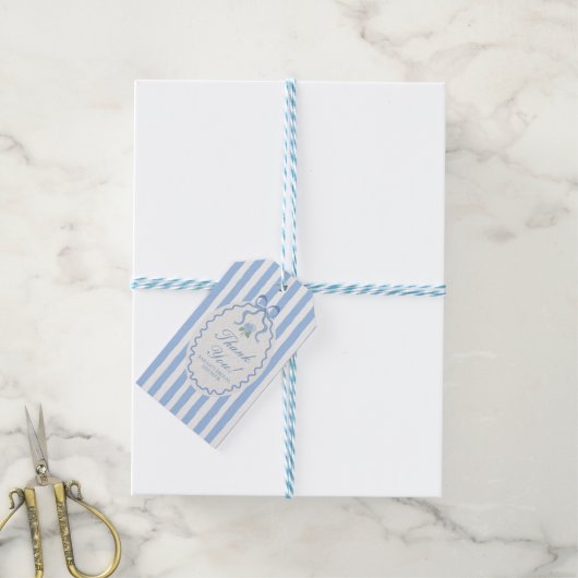 Trendy Blauwe Hortensia Bruidsdouche Cadeaulabel (Met Touw)