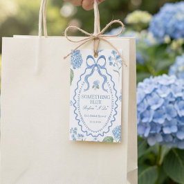 Trendy Blauwe Hortensia Bruidsdouche Cadeautag Visitekaartje