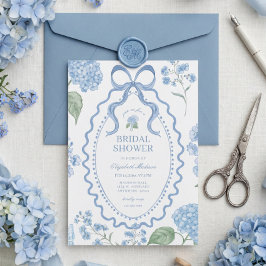 Trendy Blauwe Hortensia Bruidsdouche Kaart