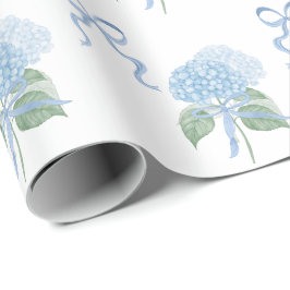 Trendy Blauwe Hortensia Cadeaupapier