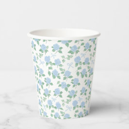 Trendy Blauwe Hortensia en Strikken Papieren Bekers