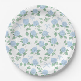 Trendy Blauwe Hortensia en Strikken Papieren Bordje