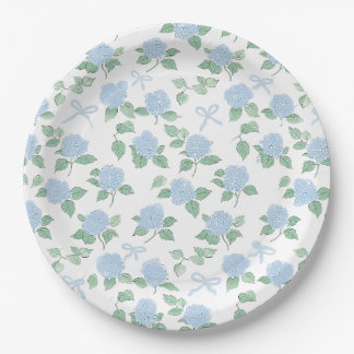 Trendy Blauwe Hortensia en Strikken Papieren Bordje