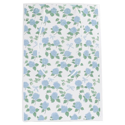 Trendy Blauwe Hortensia Medium Cadeauzakje (Voorkant)