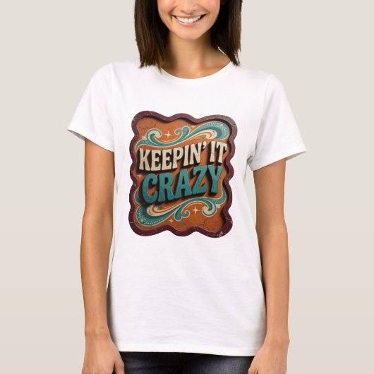Trendy Blauwe KEEPIN' IT CRAZY Print T-shirt (Voorkant)